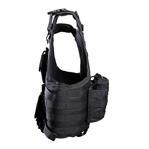 Goetland 900D Polyester Tactical Vest Airsoft Paintball Combat Training Outdoor CS Game Adjustable S-XXL, Black - Thumbnail 3