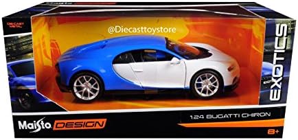 NEW DIECAST MODEL TOY CAR 1:24 W/B EXOTICS BUGATTI CHIRON (BLUE/WHITE) 32509WH