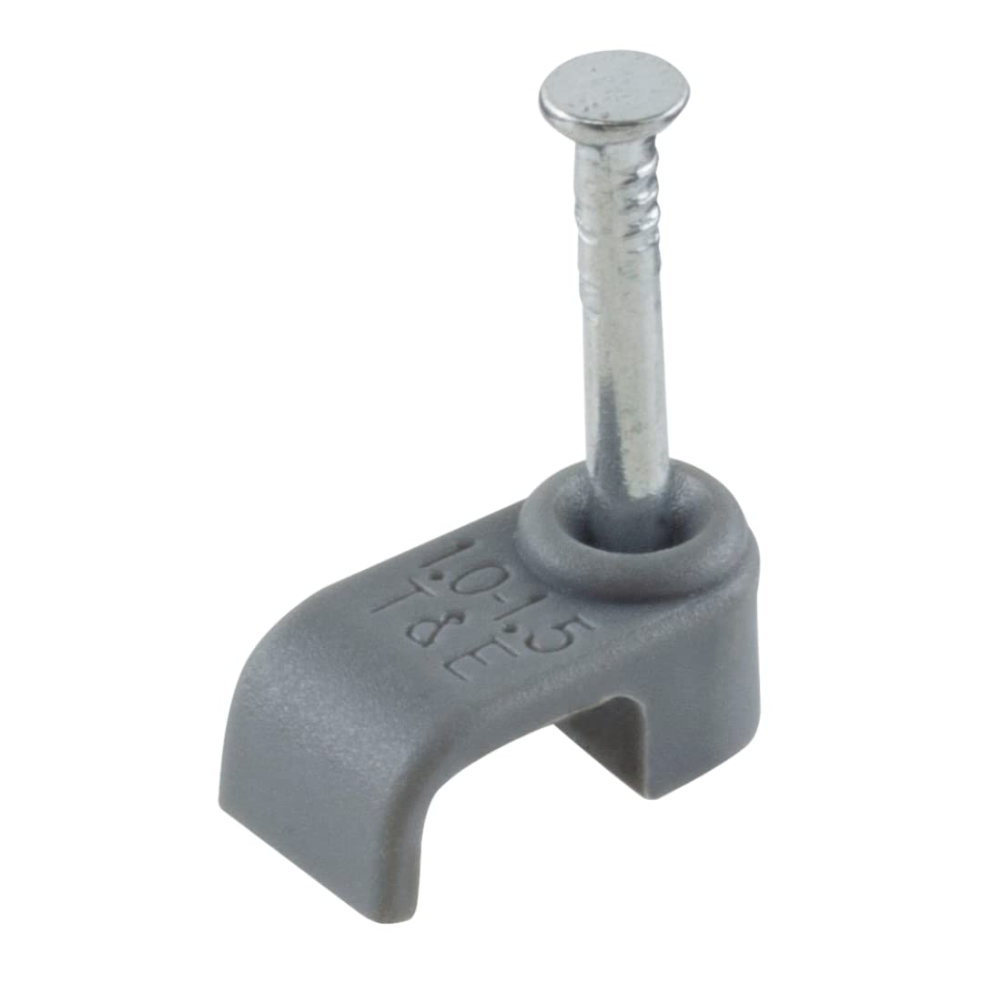 GTSE Flat Grey 1.5 mm Cable Clips, Box of 100, Skirting Wire Nail Clips, Cable Tacks for Ethernet, Electrical Cables, Walls