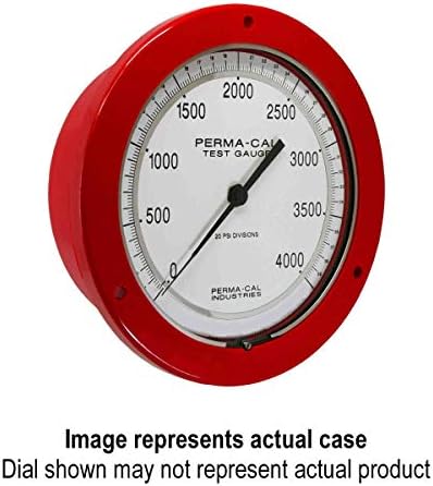 Pneumo Gauge, Sea Water Depth, Gearless, Test, 0-2000 FSW, 6" Dial, Red Front Flange, 1/4 NPT Back Mount|PN 200FTM81R01