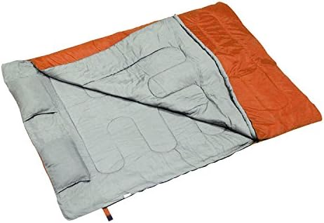 Tenive Double 2 Person Camping Hiking Double Wide Sleeping Bag with 2 Removable Pillows and a Carrying Bag, Orange