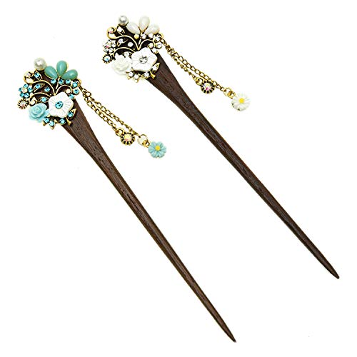 Monrocco Wooden Hair Stick Chinese Hair Chopsticks for Hair DIY Accessory - Thumbnail 6
