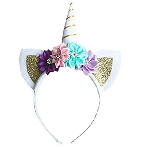 Lavany Girls Party Headdress Decorative Flower Hairband Kids Headbands Headwear (Gold) - Thumbnail 4