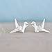 Origami Crane Earrings in Sterling Silver 925
