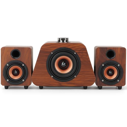 Senmeki Computer Speakers, Mini PC Speaker with Subwoofer, Desktop 2.1 USB Powered Speakers, Bluetooth 5.0 and RCA Input for PC, Laptops, Turntable, Phones, Tablets (K02)