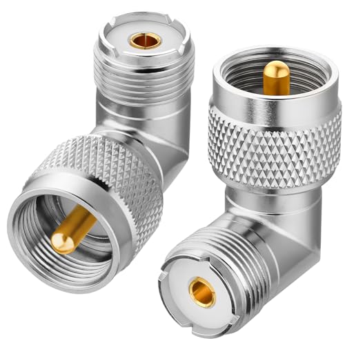 PL259 Winkeladapter (UHF männlich auf weiblich) RF-Koaxialkabel, 90 Grad Winkel für CB Scham Radio Antenne, Koaxialkabel 2-Pack