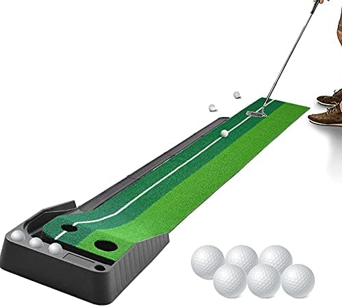 Hivexagon Golf Putting Mat for Indoor Outdoor Use Home Putting Green Portable Auto-Return Ball on Golf Training Set with 6 Balls – Christmas, Practice