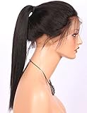 Chantiche Best Yaki Straight 360 Lace Frontal Wig Pre Plucked Brazilian Remy Full Lace Human Hair Wigs for Black Women 150 Density 18inch (Natural Color #NC)