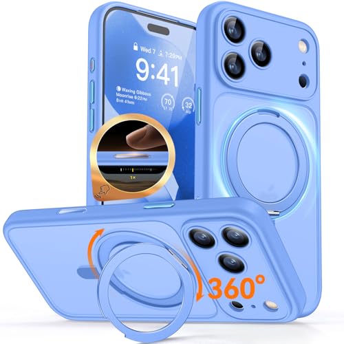 CANSHN 360° Ständer für iPhone 17 Pro Max Hülle, Matt Himmelblau