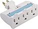 GE 3 Outlet Swivel Power Tap with Night Light, Wall Outlet Adapter, 3 Prong Grounded Plug, UL Listed, White, 14442