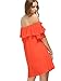 Milumia Women's Off Shoulder Ruffles Shift Loose Summer Vacation Mini Dress Orange X-Large