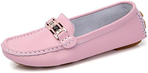 Womens Genuine Leather Flat Shoes, Casual Comfortable Driving Slip-on Moccasins Loafers Shoes Pink 8.5 B(M) US