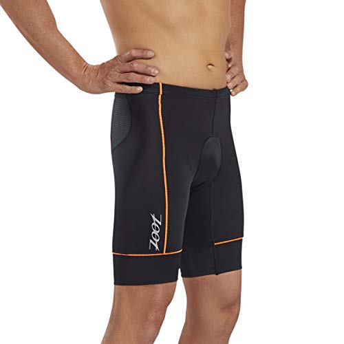 Zoot Core Mens 9-Inch Tri Shorts - Performance Triathlon Shorts with Endura Fabric and Hip Holster Pockets (Orange, Medium)