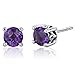 Peora Amethyst Stud Earrings 925 Sterling Silver, Solitaire Scroll Gallery, Natural Gemstone, 1.50 Carats Total, Round Shape 6mm, Friction Backs, Hypoallergenic Earrings,