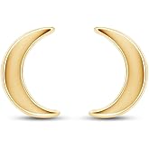 Crescent Half Moon Stud Earrings With Push Back Jewelry For Women In 14K White,Rose Or Yellow Gold Plated Sterling Silver