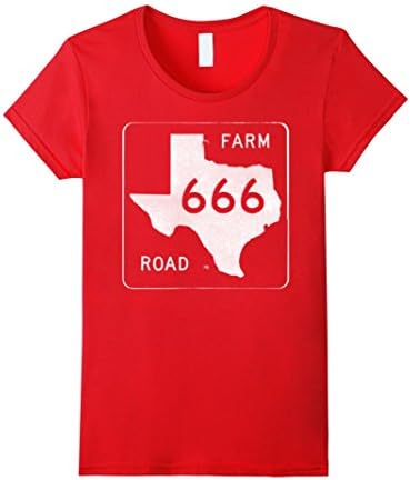 Womens Classic TEXAS FARM ROAD 666 Black T-Shirt Small Red