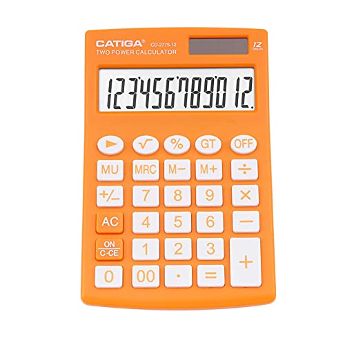 CATIGA Desktop Calculator with 12 Digit LCD Display Screen, Home or Office Use, Easy to use with Clear Display/Memory Functions, CD-2775 (Orange)
