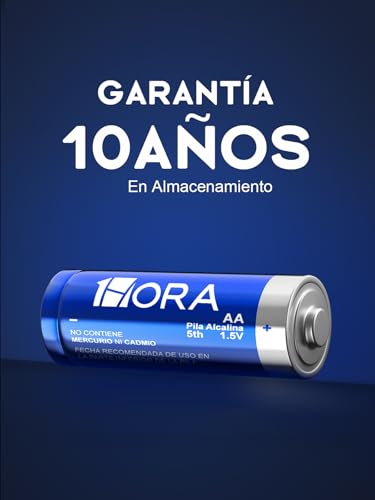 1 Hora Pilas AA Alcalinas 1.5V LR6, Paquete con 24 Baterías Desechables de Larga Duración, para Mandos, Relojes, Linternas y Dispositivos del Hogar