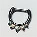 SEPTUM CLICKER Nose Ring, Opal and Black Titanium setting, 16 gauge, nose ring, body piercing