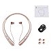 Wireless Headphones, Bluetooth Retractable Earbuds Neckband Headset Sports Sweatproof Earphones with Mic for iPhone X 8 7 6 Android Smartphone (12 Hours Play Time, Rose)