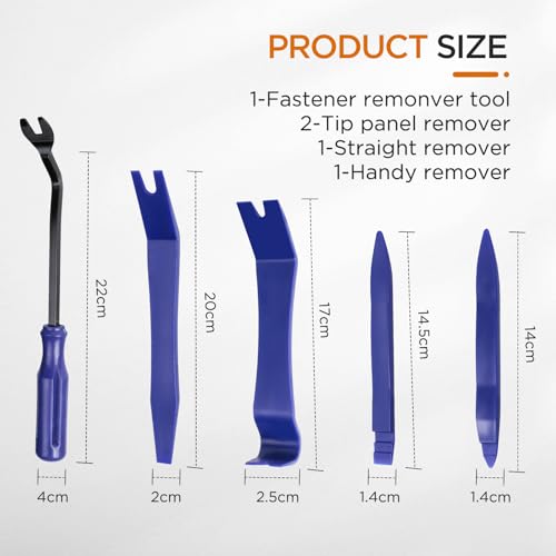 AiQInu 5-Piece Car Trim Removal Tool, Car Trim Removal Tool, Plastic Car Removal Kit for Car Radio Audio Interior Trim Dash Dashboard (Blue)