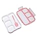Donxote Lunch Bento Box Leak-Proof Sealing Food Container - 4 Compartments With a Spoon - BPA-free Microwave-Safe Boxes (Pink)