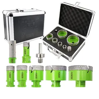 FACHLICH Diamond Core Drill Bits Set - 8pcs Tile Hole Saw Kit (20/25/32/45/65/75mm+20F+Hex) for Porcelain Ceramic Tile Granite Marble