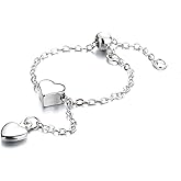 OIDIMS Minimalist Heart Link Chain Statement Ring Tassel Dangle Heart Sterling Silver Plated Adjustable Love Tail Finger Band Stacking Wedding Promise Charm Rings Fashion Jewelry Gifts for Women Xmas