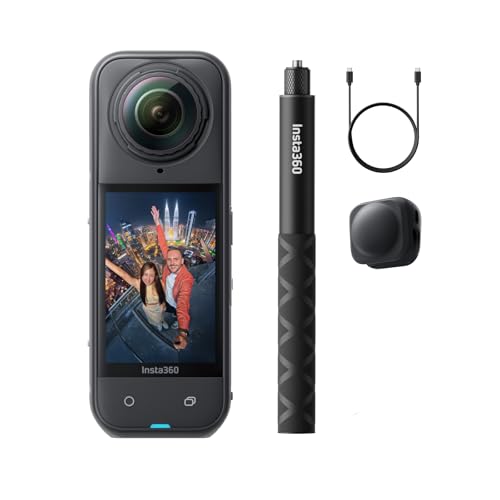 Insta360 X5 Auf Geht's-Bundle - wasserdichte 8K 360°-Kamera, Führend bei wenig Licht, Unsichtbarer Selfie-Stick-Effekt, robuste auswechselbare Linsen,