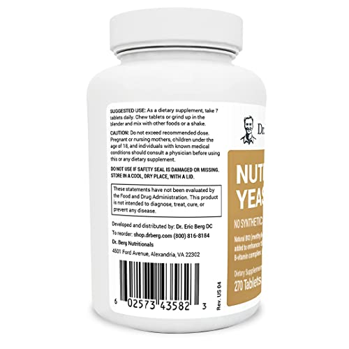Dr. Berg's Nutritional Yeast Tablets Natural B12 Added All 8 B