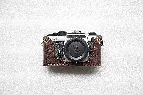 Handmade Genuine Real Leather Half Camera Case Bag Cover for Nikon FM2 FM FM2n FE FE2 Dark Brown