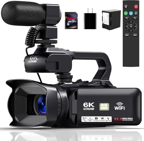 OPRKQEE 6K Camcorder 64MP 18X Digital Zoom Vlogging Camera