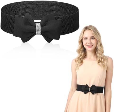 Wide Elastic Belt with Flower Pearl Decor Stretchy Snap Closure Amazon.com: Wriidy Wide Elastic Flower Belt White Stretchy  main image 3