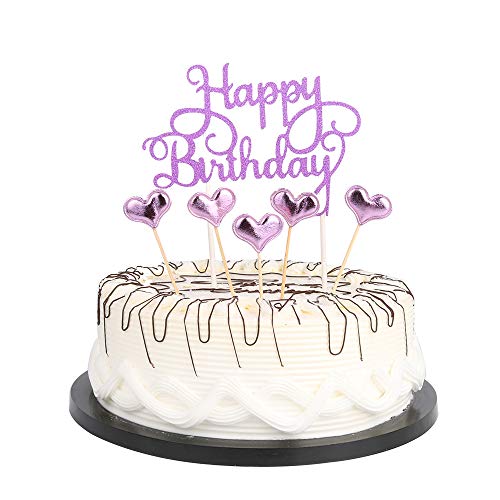 Purple Happy Birthday Cake Toppers letters