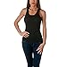 Sofra Women's Tank Top Cotton Ribbed Black X-Large