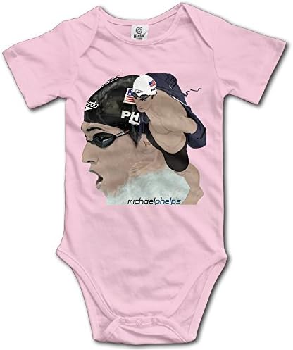 Elnory Michael Phelps Swimming Baby Lovely Triangle Romper Bodysuit Jumpsuit Onesie Pink 12 Months