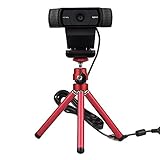 Lightweight Mini Webcam Tripod for Logitech Webcam C920 C922 Small Camera Tripod Mount Cell Phone Holder Stand (Red)