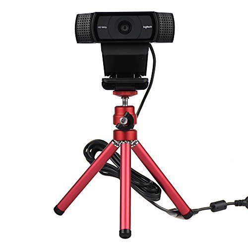 Lightweight Mini Webcam Tripod for Logitech Webcam C920 C922 Small Camera Tripod Mount Cell Phone Holder Stand (Red)