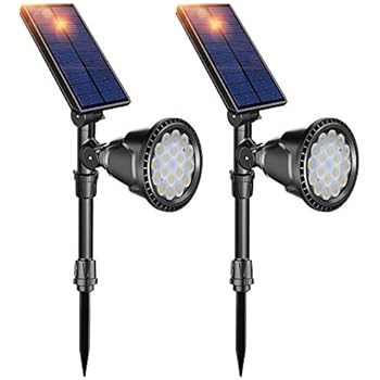 DBF Solar Lights Outdoor, Upgraded 18 LED Waterproof Solar Spotlights Solar Landscape Lights Adjustable Auto On/Off Wall Security Lighting for Garden Yard Pathway Driveway Pool, Pack of 2 (Cool White)