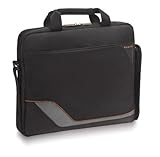 Solo Vector Collection Laptop Slim Brief Case Holds Notebook Computer up to 14.1 Inches, Black with Orange Accents, VTR122-4