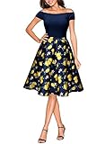 Miusol Women's Retro Off Shoulder Optical Illusion Wedding Bridesmaid Dress