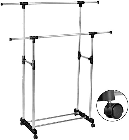 Anva 2 Poll Hi-Quality Three Layer Clothes Rack Hanger with Wheels for Drying Clothes Made in India