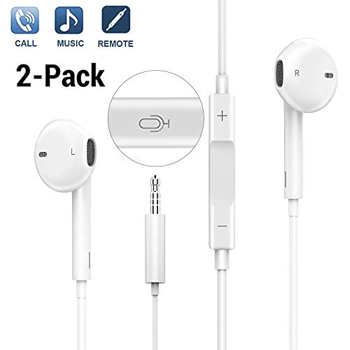 Fourcase Premium Headphones,Earphones Earbuds Headset 2 Pack with Stereo Microphone&Remote Compatible with Samsung Galaxy and Android 3.5 mm Smartphones Device