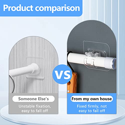 OMJMYY 8 x Curtain Hooks without Drilling Self-Adhesive Curtain Rod without Drilling for Hanging Curtains or Towel Rail 6 x 6 cm
