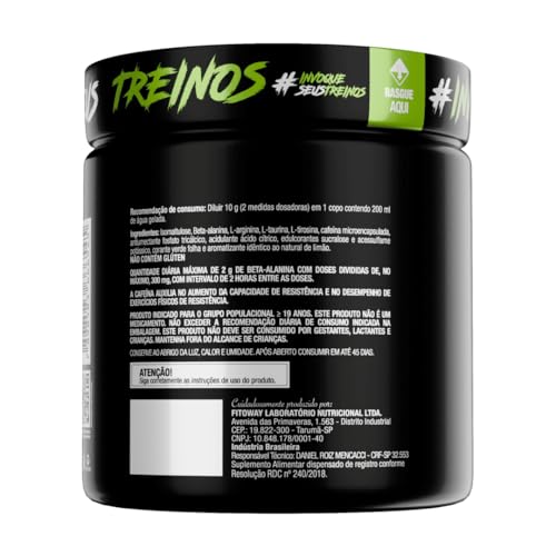 Pré Treino Pre Workout DIABO VERDE Pote 300g Sabor Limão FTW - Suplemento Com Cafeína, Aminoácidos Beta‑Alanina e Arginina para Treinos e Atividades Físicas
