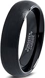 Tungsten Wedding Band Ring 6mm for Men Women Comfort Fit Black Enamel Domed Brushed Lifetime Guarantee