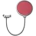 Neewer NW(B-3) 6 inches Studio Microphone Round Shape Wind Pop Filter Mask Shield with Stand Clip, Red Dual Layer Fabric Mesh Microphone Guard Shield, 360° Flexible Gooseneck Holder(Red Filter)