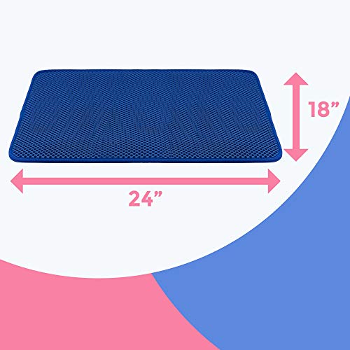 Easyology Cat Litter Mat for Large Litter Box - Patented Woven Fibers Trap 37% More - Waterproof Rubber Bottomed Litter Box Mat - Litter Trapper/Catcher Pad for Sensitive Paws