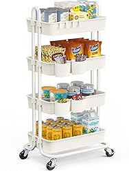 Pipishell 4-Tier Rolling Cart, Utility Cart with