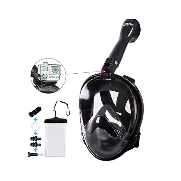 FREE SOLDIER Schnorchelmaske Vollgesichts Tauchmaske mit Blendfreier, Abgeschrägter Spiegel Tauchermaske mit Separatem Atemsystem Tauchmasken mit 180 ° Panoramablick für Erwachsene(Schwarz,L/XL) 11 41WuGnEAuML. SS600